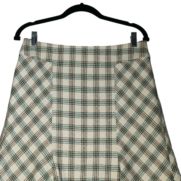 Ann Taylor Loft Mini Skirt Womens Size 8 Ivory Tweed Lined Wool Blend Plaid - Picture 2 of 6